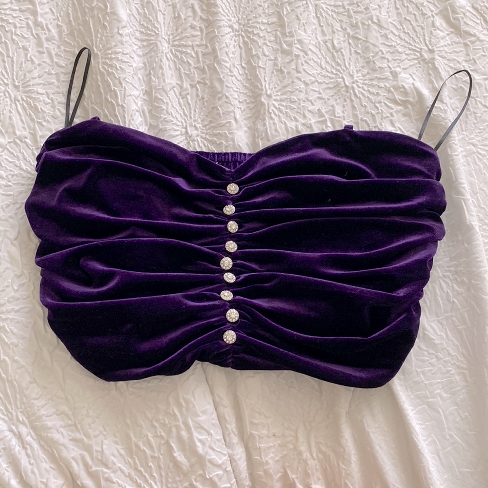 Purple velvet Zara tube top
